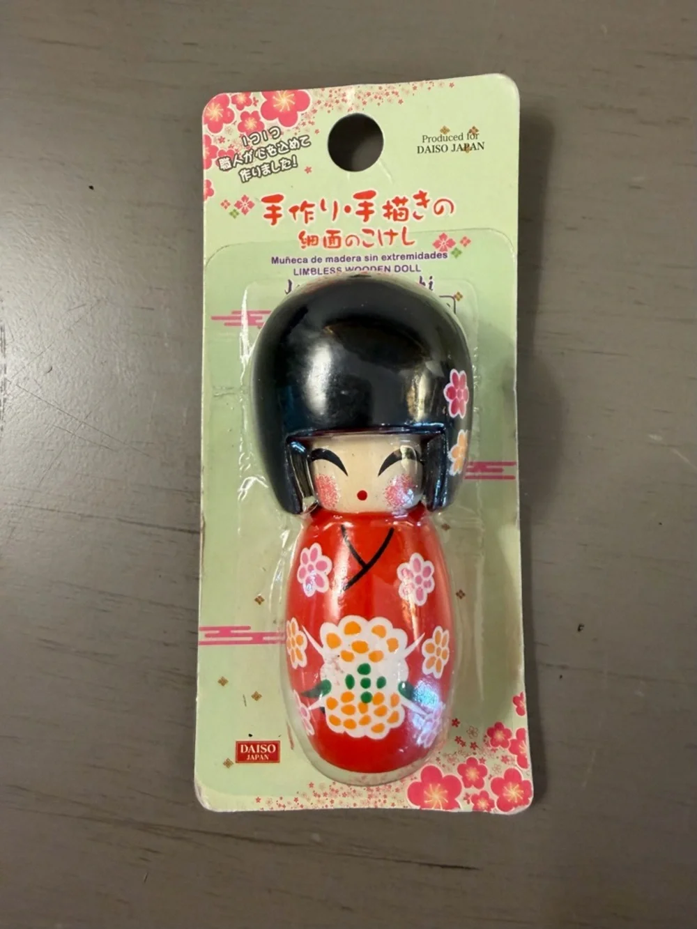 Daiso Japanese Kokeshi Wooden Painted Charm Doll 3